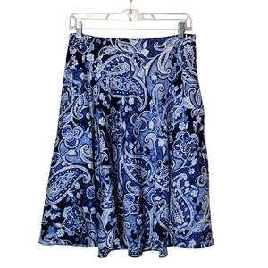 Ralph Lauren Blue Paisley Flowy Mini Skirt A Line Cotton Size 6 Classic